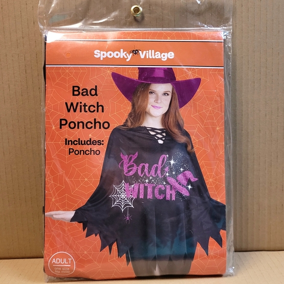 "Bad Witch" Costume Poncho Cape Easy Halloween Costume for Witches ! - Picture 3 of 3